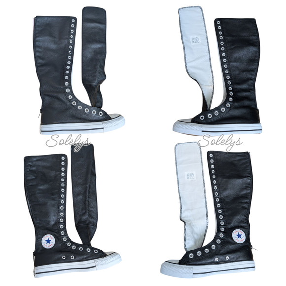 Converse 2010 XXHI Black Leather Lace Up Zip Back Sneaker Boot Womens 6 RARE - Picture 11 of 13